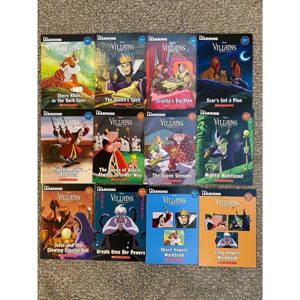 Disney Villians Learning Scholastic Paperback Books 1-12 Vowels Kindergarten